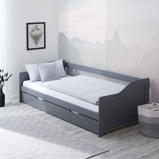 Enkeltseng / dagseng med opredning 90x200 cm - Grå