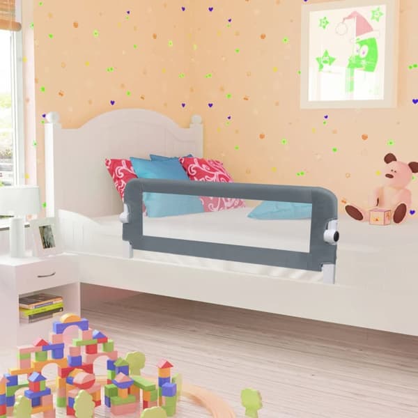 sengegelænder til barneseng 102 x 42 cm polyester grå