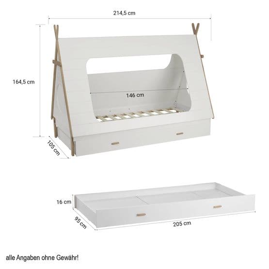 Husseng i form af tipitelt med boks - 90x200 cm - Hvid