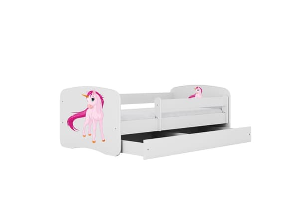 Babydreams lastensänky 140x70cm patjalla Basic ilman säilytyslaatikkoa - Yksisarvinen, valkoinen