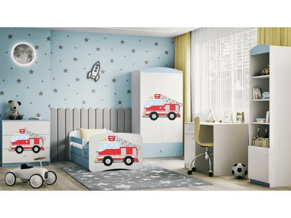 Babydreams lastensänky 140x70cm säilytyslaatikolla - Paloauto, sininen