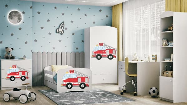 Babydreams lastensänky 140x70cm säilytyslaatikolla - Paloauto, valkoinen