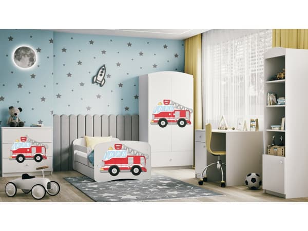Babydreams lastensänky 160x80cm patjalla Basic - Paloauto, valkoinen