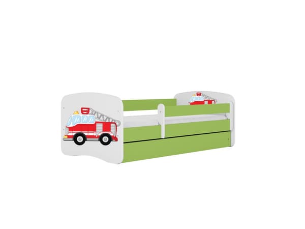 Babydreams lastensänky 160x80cm patjalla Basic - Paloauto, vihreä