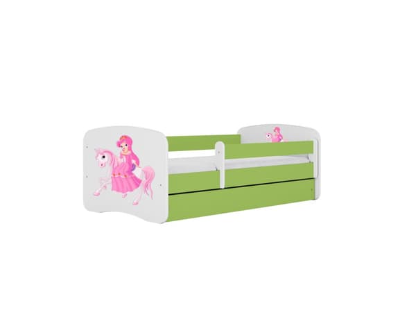 Babydreams lastensänky 180x80cm patjalla Basic - Prinsessa ratsulla, vihreä