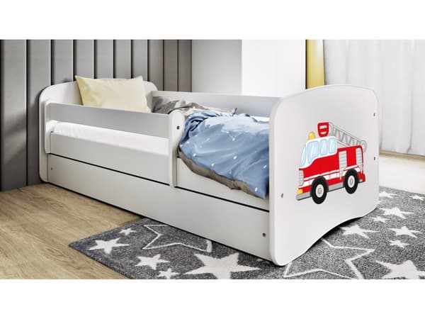 Babydreams lastensänky 180x80cm säilytyslaatikolla - Paloauto, valkoinen