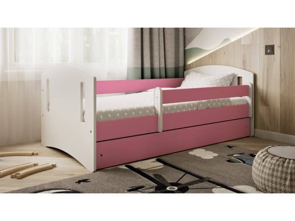Kocot Kids lastensänky 160x80cm patjalla Basic ilman säilytyslaatikkoa, vaaleanpunainen