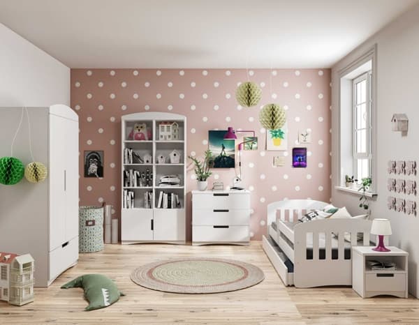 Kocot Kids lastensänky 180x80cm säilytyslaatikolla, valkoinen