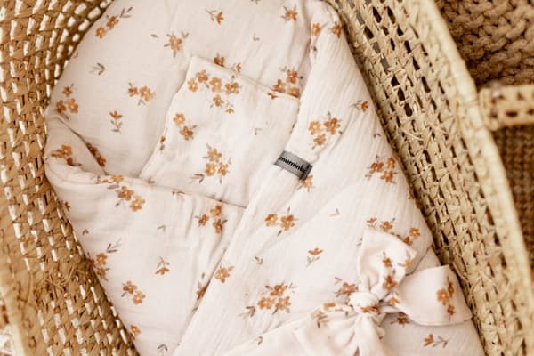 Little Brown Flowers Muslin Swaddle Wrap