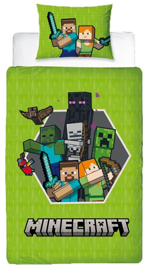 Minecraft Bäddset 150x210cm Vändbart