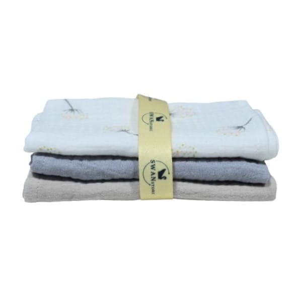 Muslin vaipat 30x30 - beige + harmaa + valkoiset voikukat, SwanStore