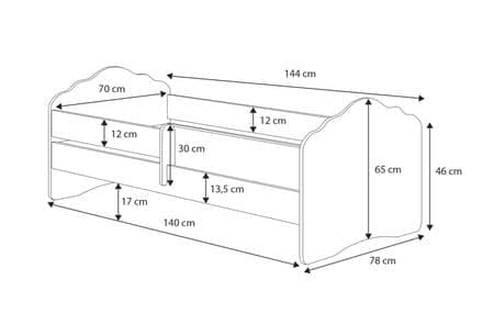 FALA lasten sänky kaiteella 140x70 Elefantti