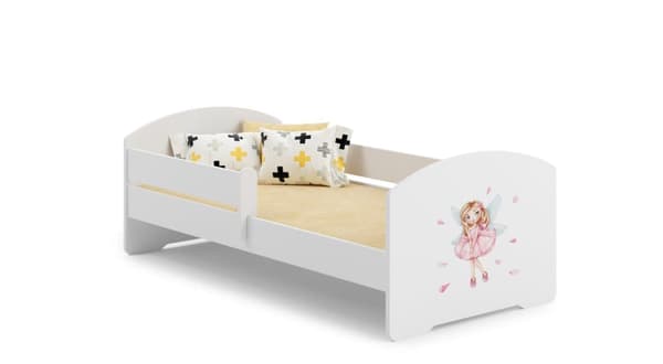 LUK lasten sänky kaiteella 140x70 Tyttö siivekkäin