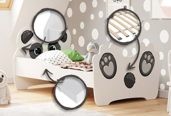Yhden hengen sänky Panda 140x70 ja patja