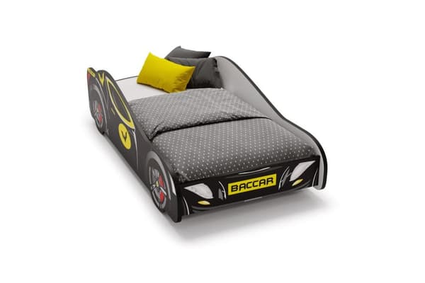Batcar sort 140x70 børneseng
