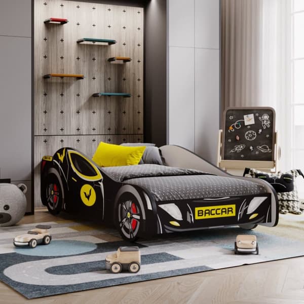 Batcar sort 140x70 børneseng