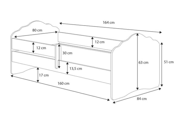 FALA lasten sänky kaiteella 160x80 Merenneito