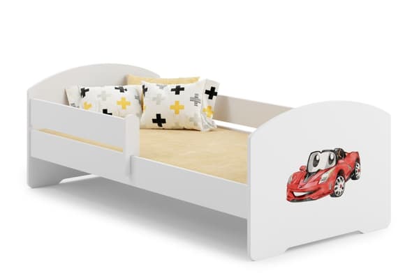 LUK børneseng med rækværk 160x80 Auto flag