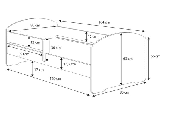 LUK barnsäng med räcke 160x80 Flygplan
