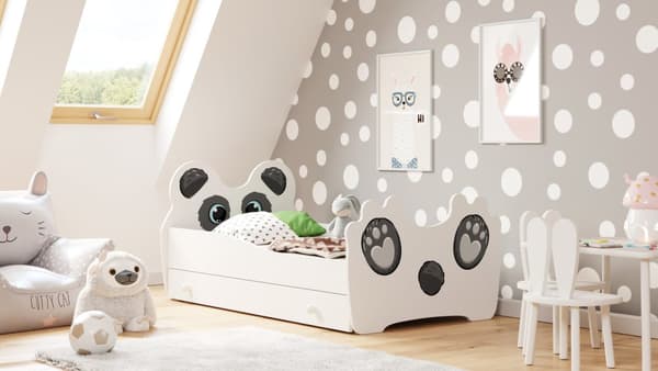 Yhden hengen sänky Panda 140x70 laatikolla varustettuna