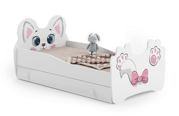 Pink Cat enkelsäng 140x70 med låda