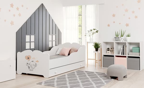 ANNA barnsäng med låda 160x80 Babyelefant