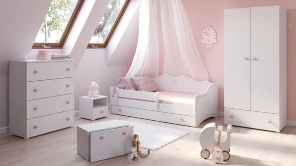 Emma børneseng 180x80 pink, med skuffe