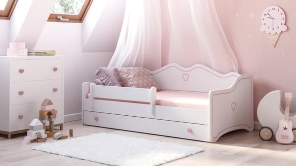 Emma børneseng 180x80 pink, med skuffe