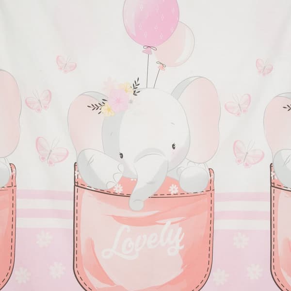 Satin sängkläder KID 100x135 Eurofirany multicolor med rosa elefanter och fjärilar