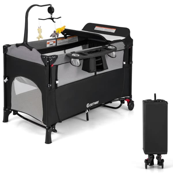 Omvandlingsbar Babyseng, 65x125x78 cm, Sort