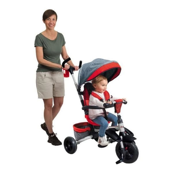 Trehjulet Cykel Mondo On & Go Moovi Explore Rød Convertible Foldbar Roterende sæde