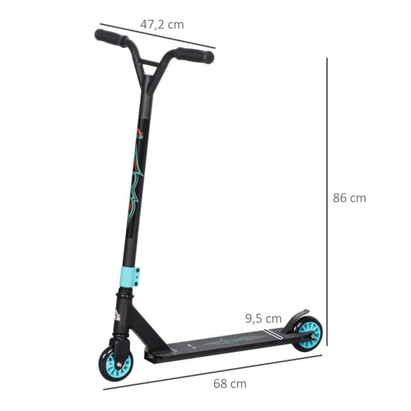 Stunt Scooter, 68x47.2x86 cm, Svart+Grön