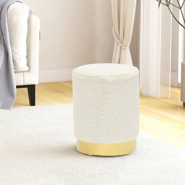 vidaXL rund puf fleece hvid