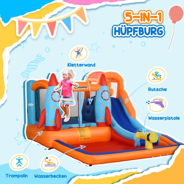 Uppblåsbart Hoppborg, 350x250x185 cm, Flerfärgad