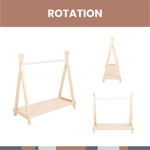 Lasten vaateteline säilytyksellä, beige väri