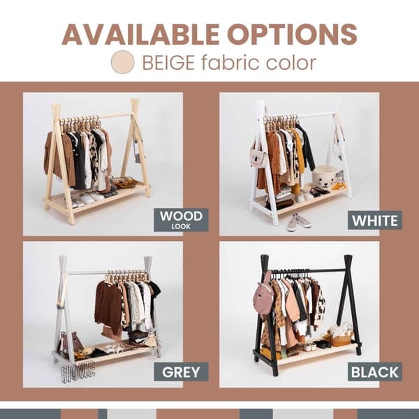 Lasten vaateteline säilytyksellä, beige väri