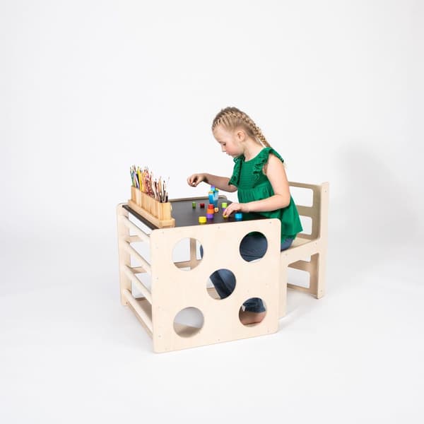 2-i-1 Montessori Klatrekube & Bord – Lege, læring og udvikling i ét