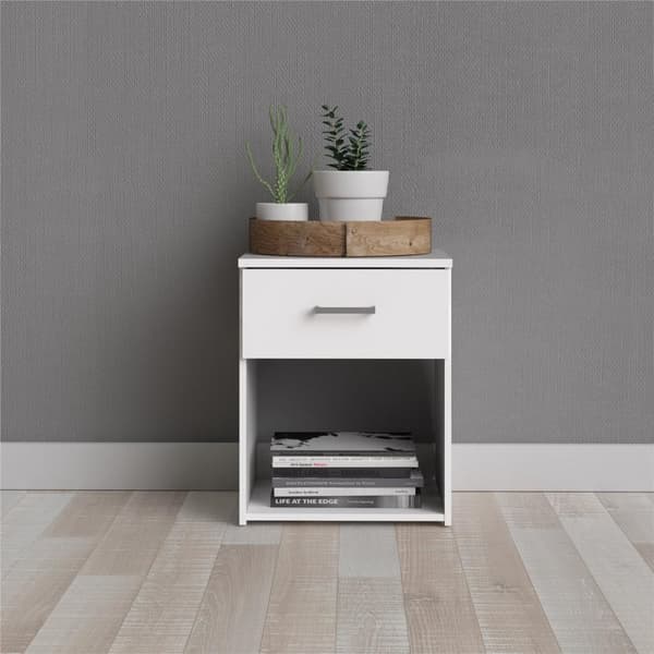Spell natbord 1 skuffe og 1 hylde hvid.