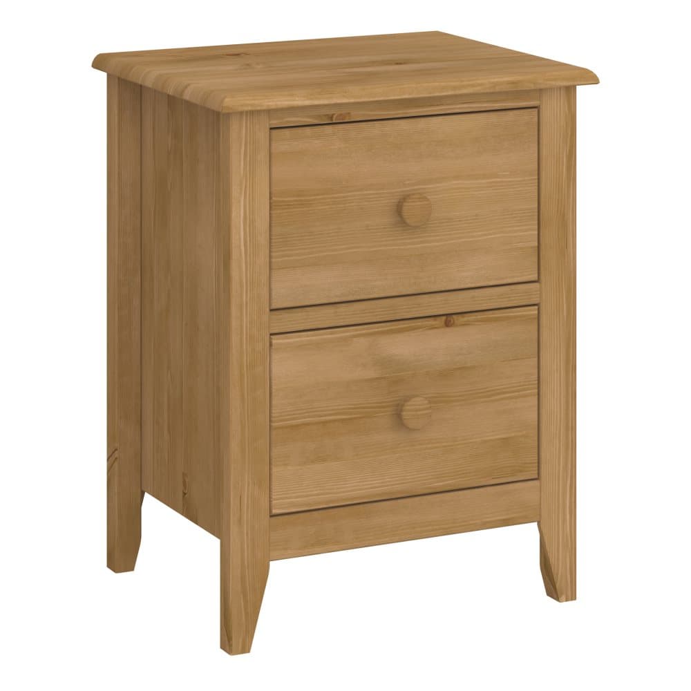 Heston nattduksbord med 2 lådor lutbetsad.