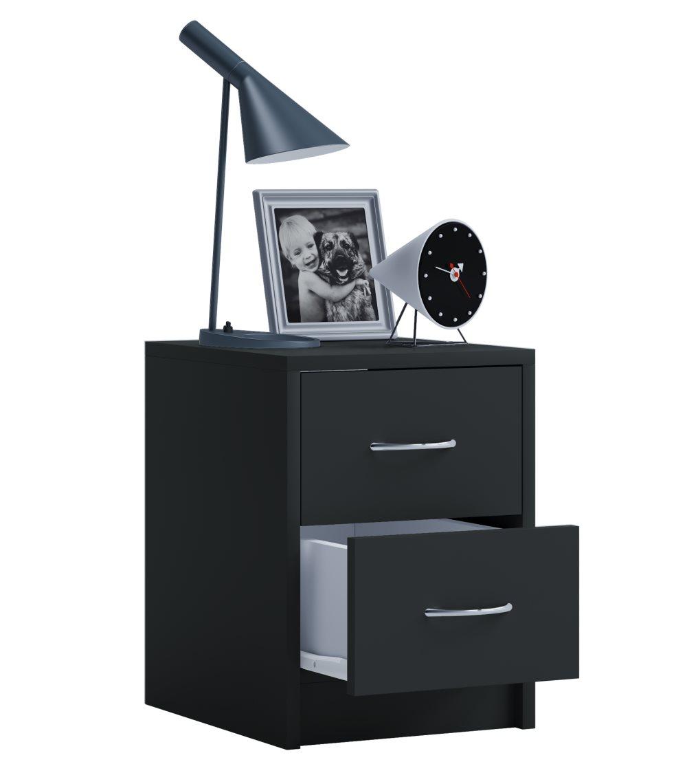 Boxal Mini nattduksbord 2 lådor svart.