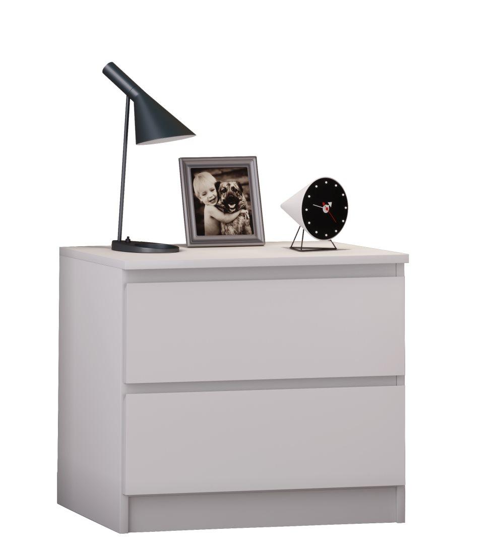 Breido L nattduksbord 2 lådor vit.