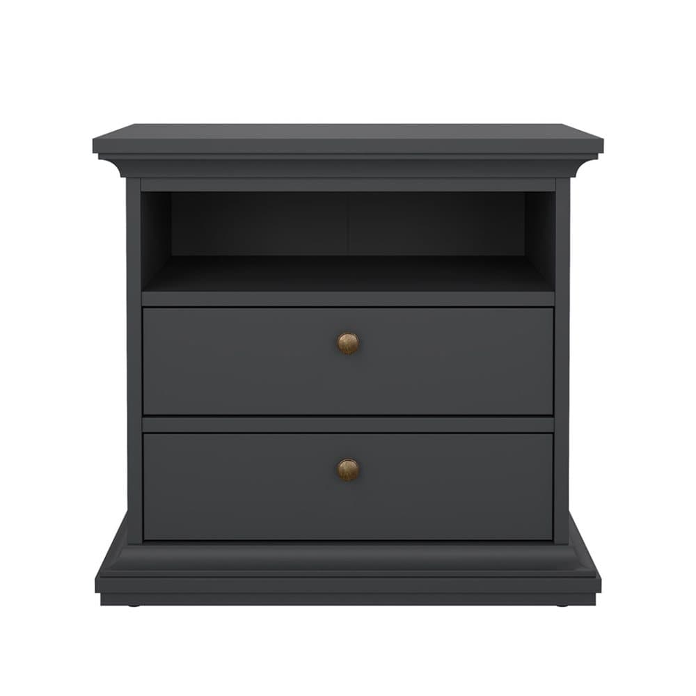 Venedig nattduksbord bred 2 lådor och 1 fack matt grå.