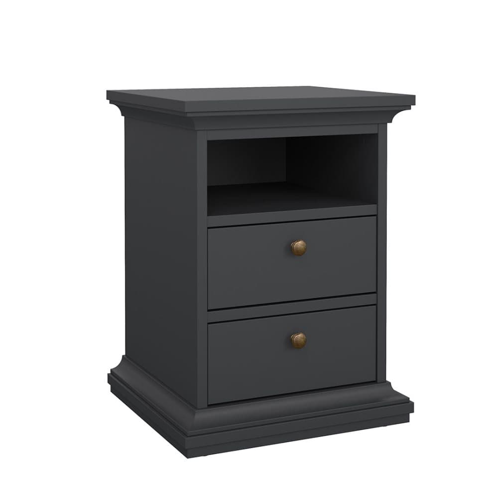 Venedig nattduksbord smal 2 lådor och 1 fack matt grå.