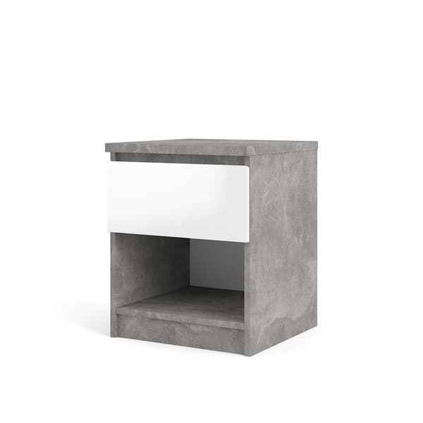 Nada natbord med 1 skuffe og 1 hylde beton dekor/hvid højglans.