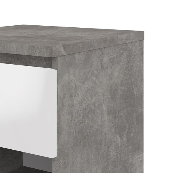 Nada natbord med 1 skuffe og 1 hylde beton dekor/hvid højglans.
