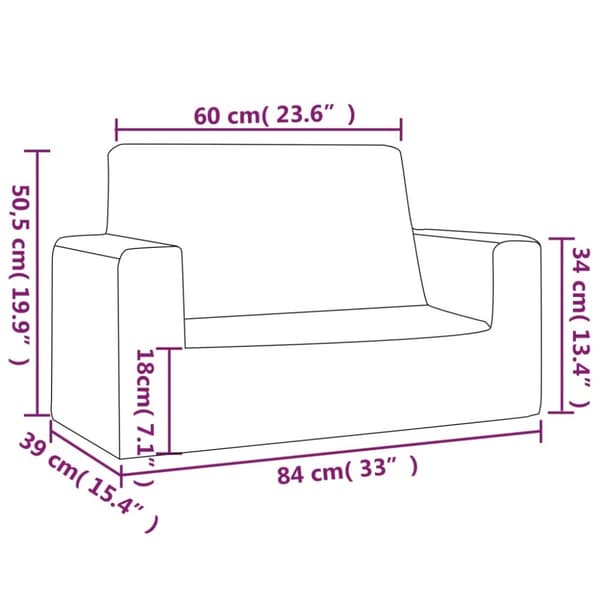 vidaXL Barnsoffa 2-sits gräddvit mjuk plysch