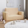 Miniatyrbild 1 av 7: vidaXL Barnsoffa 2-sits gräddvit mjuk plysch