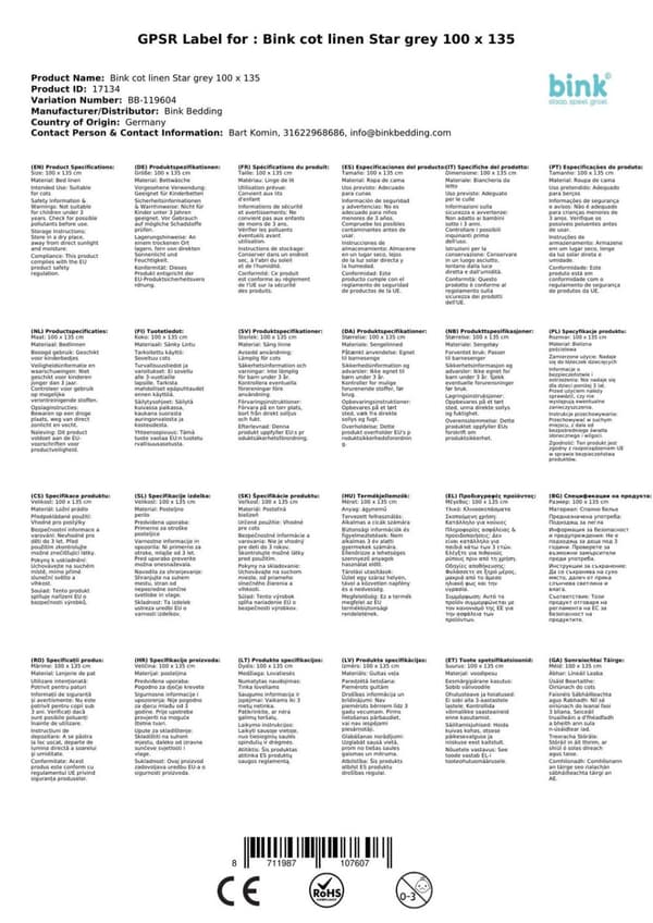 Bink lasten vuodevaatteet tähdet harmaa 100 x 135