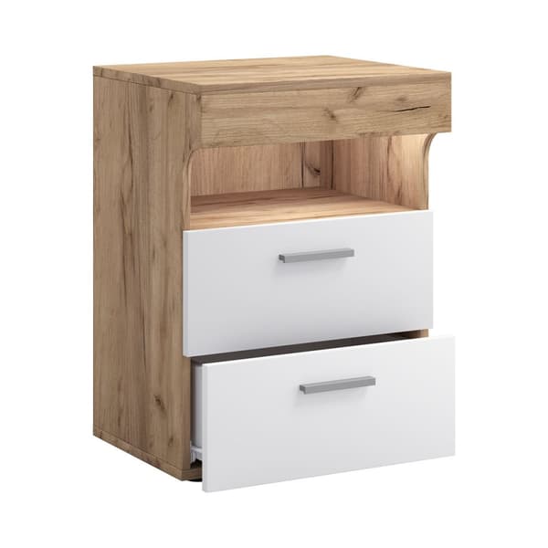 SlepalL natbord 2 skuffer 1 hylde egetræ dekor, hvid.