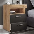 Miniatyrbilde 3 av 5: SlepalL nattbord 2 skuffr 1 hylle antracitt, eik dekor.